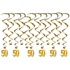 Beistle 50th Anniversary Whirls - Party Supply Decoration for Anniversary