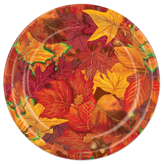 Beistle Fall Leaf Plates - Party Supply Decoration for Thanksgiving / Fall