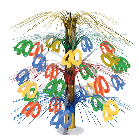 Beistle Multi-Color 40th Cascade Centerpiece 18 in  (1/Pkg) Party Supply Decoration : Birthday-Age Specific