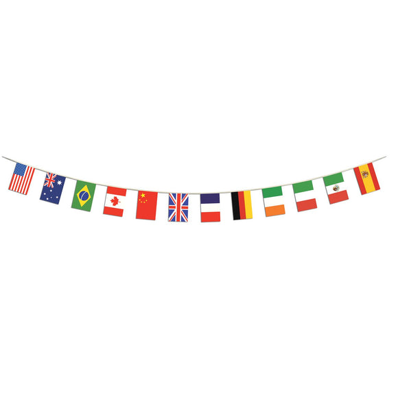 Beistle International Flag Pennant Banner - 14 Feet Long 12 in  x 14' 6 in  (1/Pkg) Party Supply Decoration : International