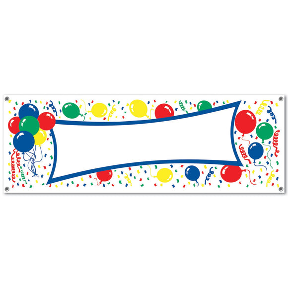 Beistle Balloons Blank Sign Banner 5' x 21 in  (1/Pkg) Party Supply Decoration : Birthday