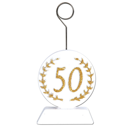 Beistle Glittered "50" Photo/Balloon Holder - Party Supply Decoration for Anniversary