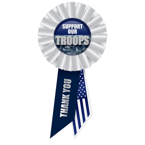 Beistle Support Our Troops Rosette - Party Supply Decoration for Patriotic