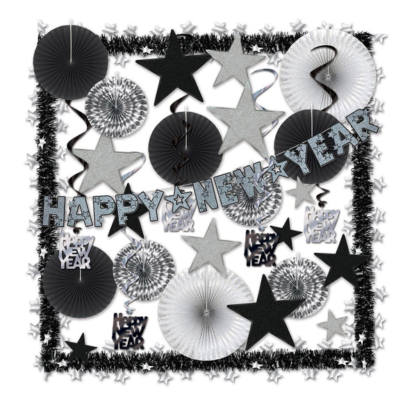 Beistle Shimmering Silver NY Decorating Kit - Party Supply Decoration for New Years