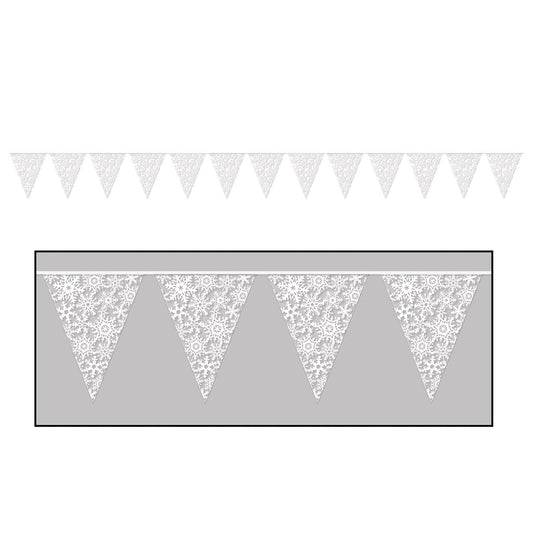 Beistle Snowflake Pennant Banner 11 in  x 12' (1/Pkg) Party Supply Decoration : Christmas/Winter