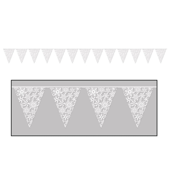 Beistle Snowflake Pennant Banner 11 in  x 12' (1/Pkg) Party Supply Decoration : Christmas/Winter