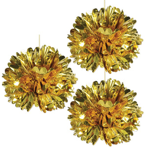 Beistle Metallic Fluff Balls (Gold) - Party Supply Decoration for New Years