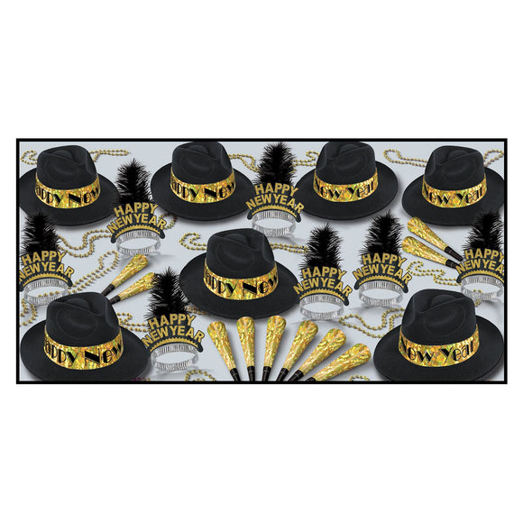 Beistle Swingin Black and Gold New Year Assortment (for 50 people) - Party Supply Decoration for New Years