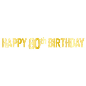 Beistle Foil Happy  in 80th in  Birthday Streamer 70.75 in  x 5' (1/Pkg) Party Supply Decoration : Birthday-Age Specific