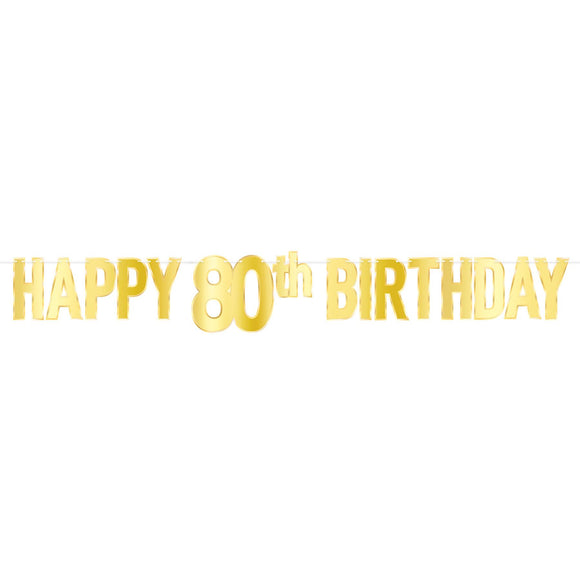 Beistle Foil Happy  in 80th in  Birthday Streamer 70.75 in  x 5' (1/Pkg) Party Supply Decoration : Birthday-Age Specific