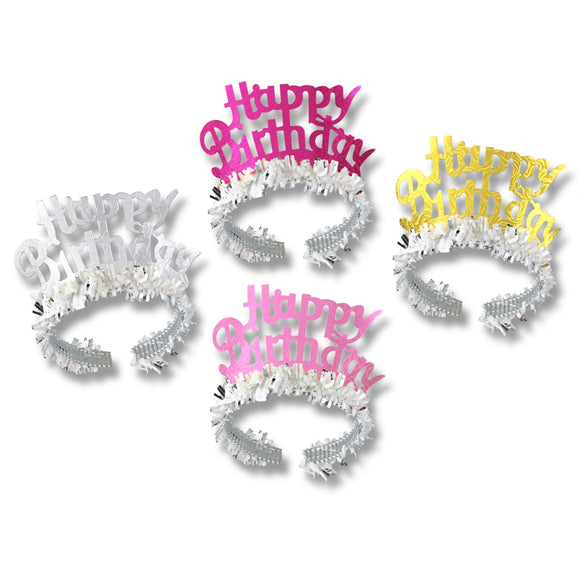 Beistle Happy Birthday Tiara with Fringe (1/pkg) - Party Supply Decoration for Birthday