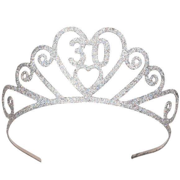 Beistle Glittered 30 Tiara - Party Supply Decoration for Birthday