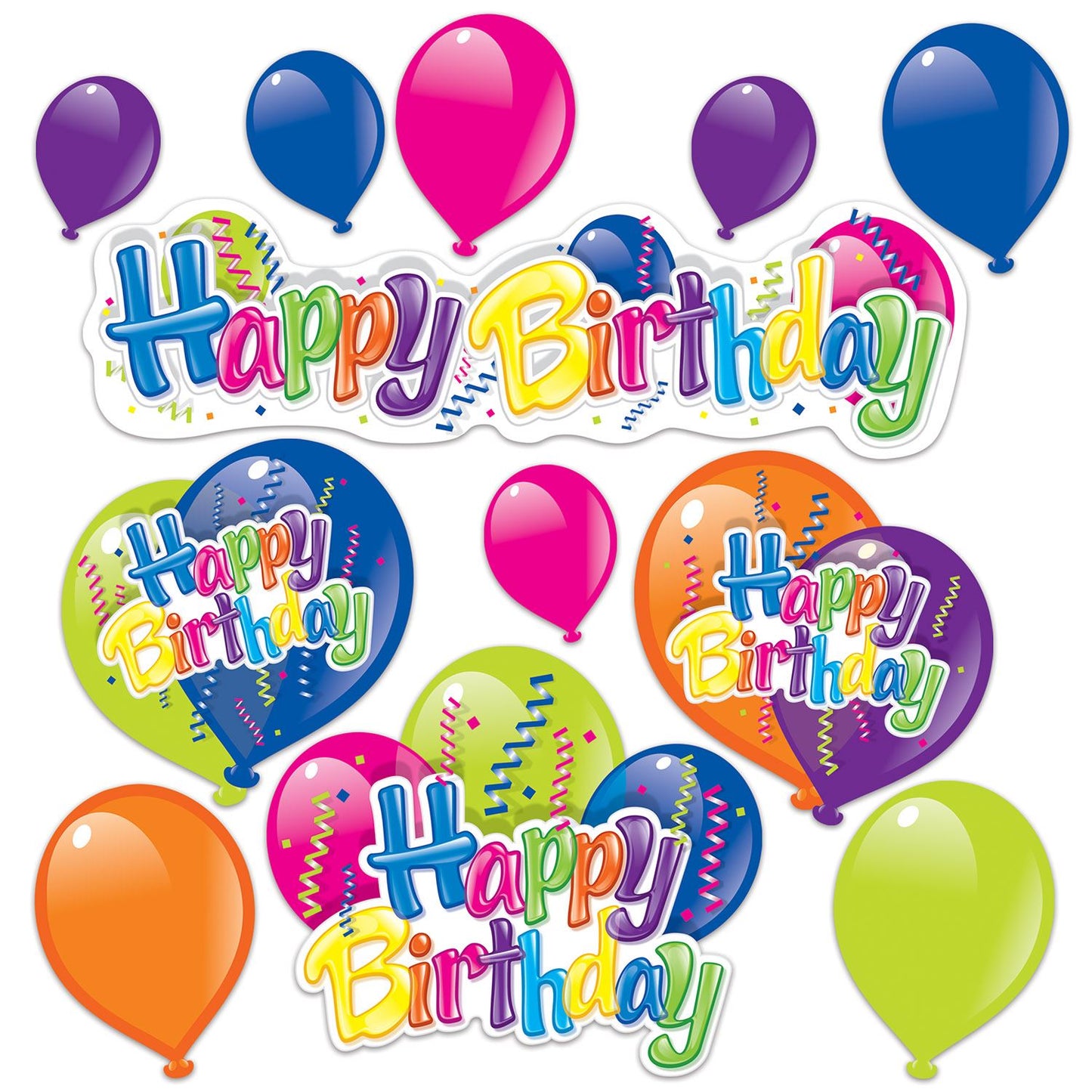 Beistle Happy Birthday Cutouts   (12/Pkg) Party Supply Decoration : Birthday