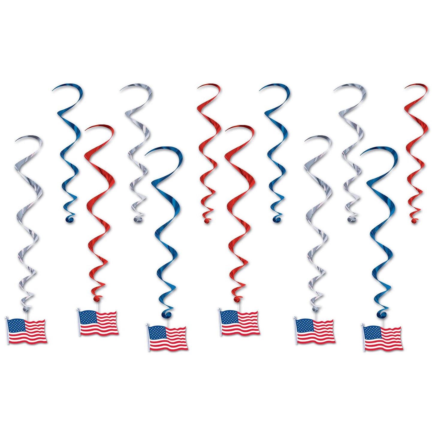 Beistle American Flag Whirls (12/PKG) - Party Supply Decoration for Patriotic