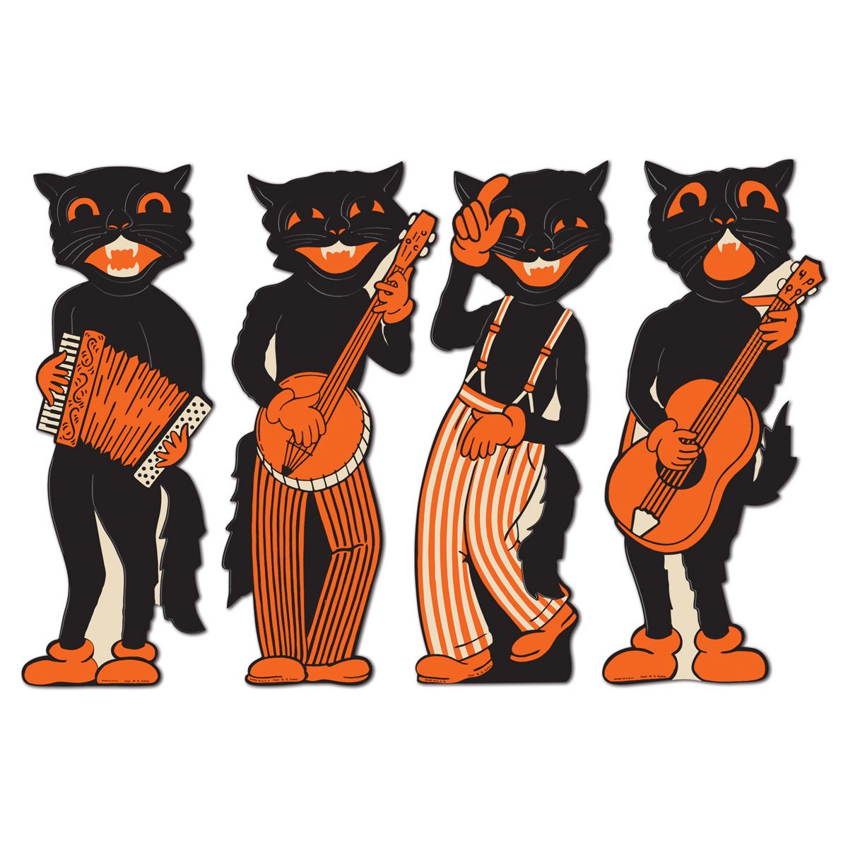 Beistle Scat Cat Band Cutouts 17 in  (4/Pkg) Party Supply Decoration : Halloween-Vintage