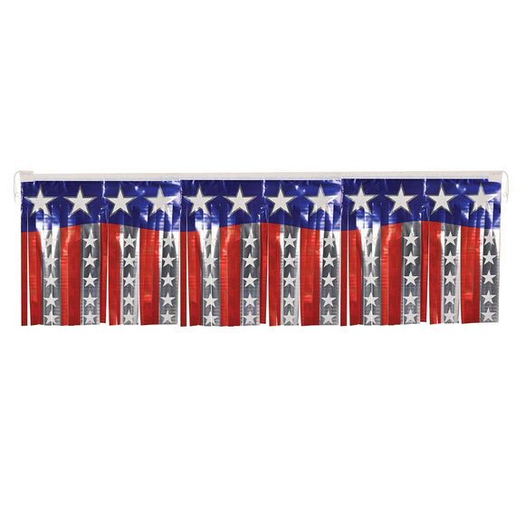 Beistle Flame Retardant Metallic Stars and Stripes Banner 14 in  x 4' (1/Pkg) Party Supply Decoration : Patriotic