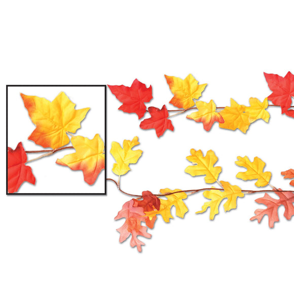 Beistle Autumn Leaf Garland (1/pkg) (Assorted Designs) 6' (1/Pkg) Party Supply Decoration : Thanksgiving/Fall