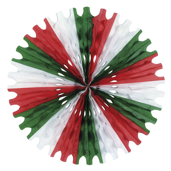 Beistle Red, White, and Green Art-Tissue Fan - Party Supply Decoration for Fiesta / Cinco de Mayo