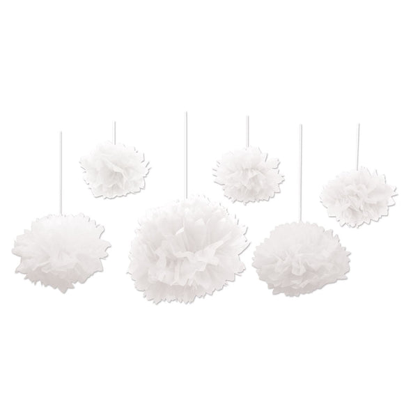 Beistle Tissue Fluff Balls - White - Party Supply Decoration for Wedding