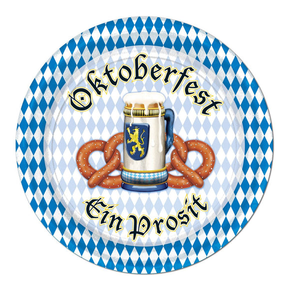 Beistle Oktoberfest Dessert Plates (8/Pkg) - Party Supply Decoration for Oktoberfest