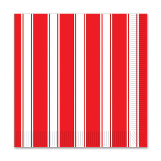 Beistle Red & White Stripes Beverage Napkins - Party Supply Decoration for Circus