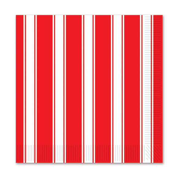 Beistle Red & White Stripes Beverage Napkins - Party Supply Decoration for Circus