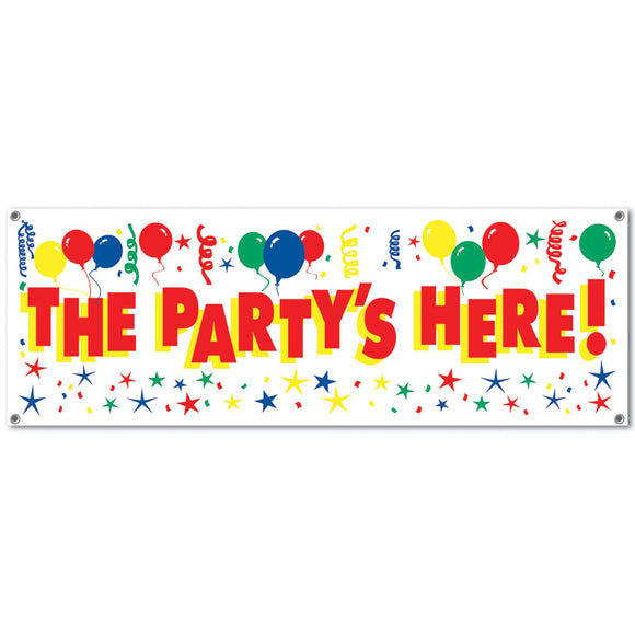 Beistle The Party's Here! Sign Banner 5' x 21 in  (1/Pkg) Party Supply Decoration : General Occasion