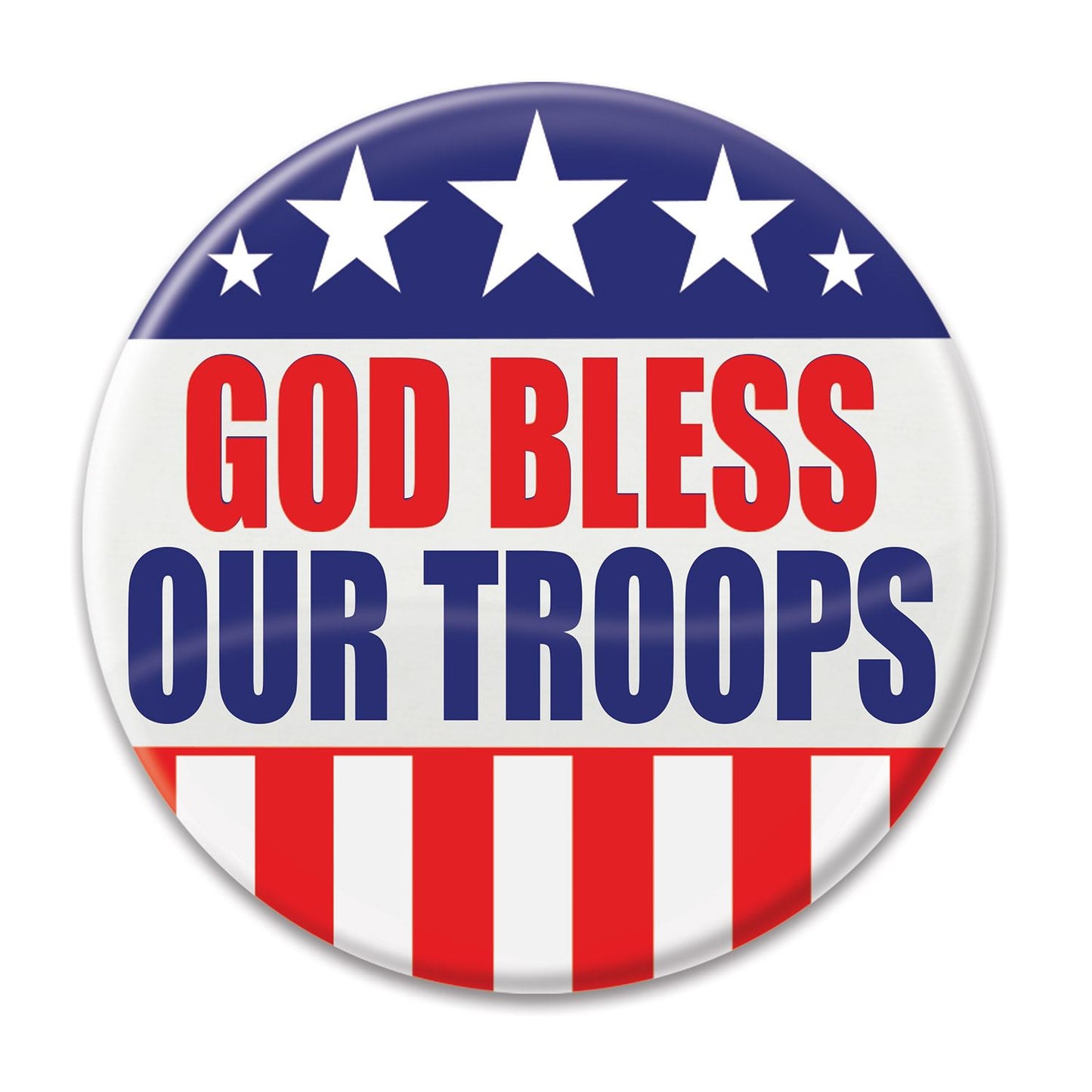 Beistle God Bless Our Troops Button - Party Supply Decoration for Patriotic