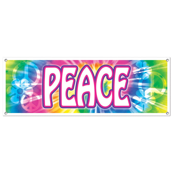 Beistle Peace Sign Banner 5' x 21 in  (1/Pkg) Party Supply Decoration : 60's