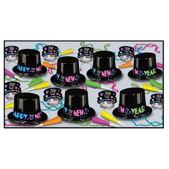 Beistle Neon New Year Assortment (for 50 people) - Party Supply Decoration for New Years