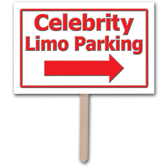 Beistle Celebrity Limo Parking Yard Sign 12 in  x 18 in   Party Supply Decoration : Awards Night
