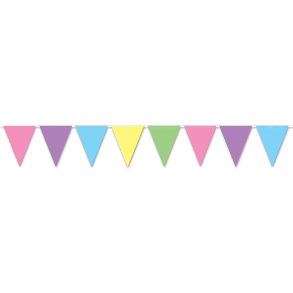 Beistle Pastel Pennant Banner 11 in  x 12' (1/Pkg) Party Supply Decoration : Spring/Summer