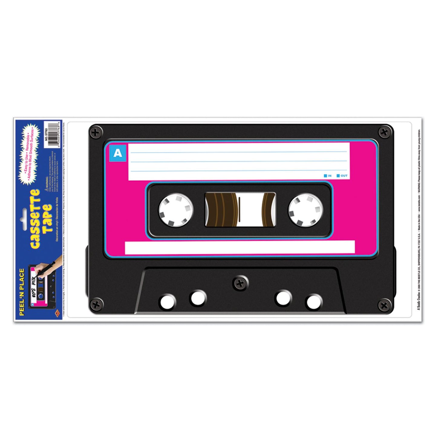 Beistle Tape Cassette Peel N Place Decal - Party Supply Decoration for 80's