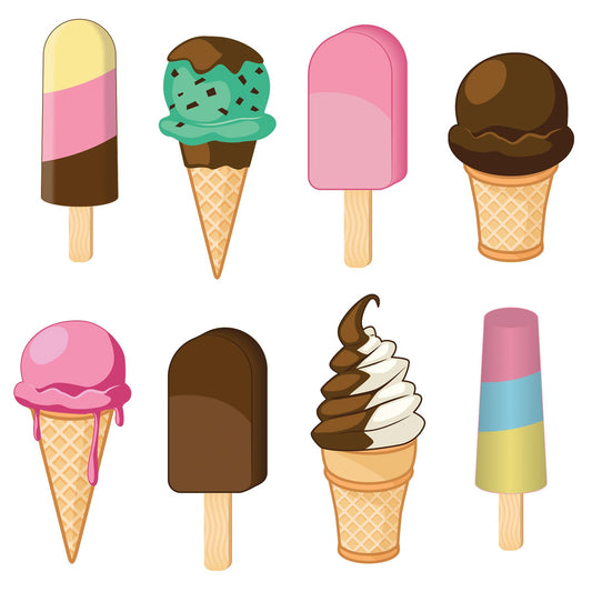 Beistle Ice Cream Cutouts (8/Pkg) Party Supply Decoration : Spring/Summer