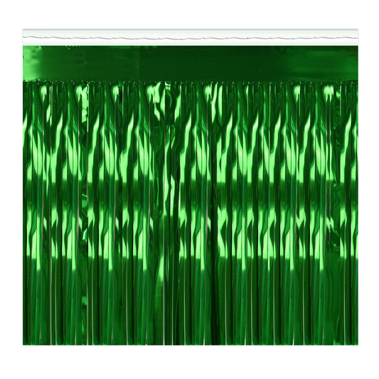 Beistle 2-Ply FR Metallic Fringe Drape - Green - Party Supply Decoration for General Occasion