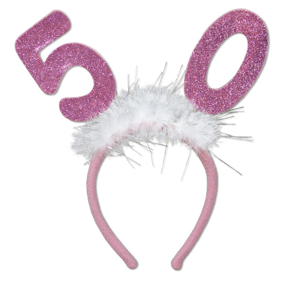 Beistle Number 50 Glittered Boppers with Marabou  (1/Card) Party Supply Decoration : Birthday-Age Specific
