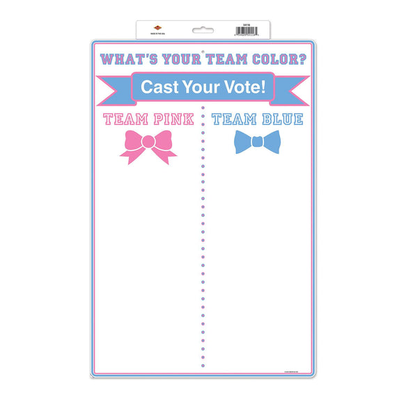 Beistle Gender Reveal Team Voting Tally Board - Party Supply Decoration for Baby Shower