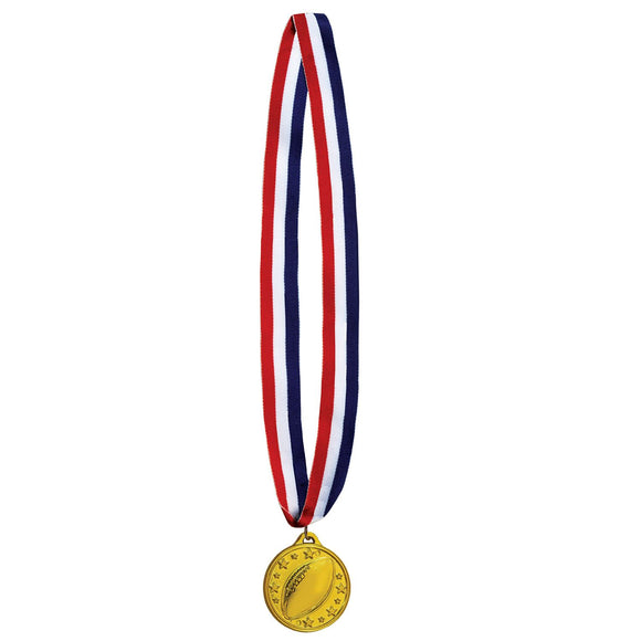 Beistle Football Medal w/Ribbon - Party Supply Decoration for Football