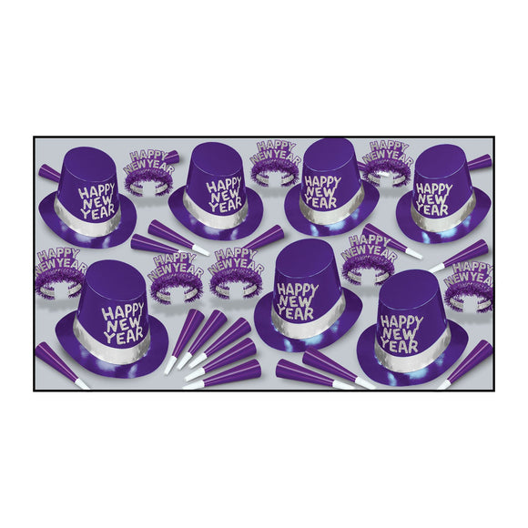 Beistle Purple Passion New Year Assortment (for 50 people) - Party Supply Decoration for New Years