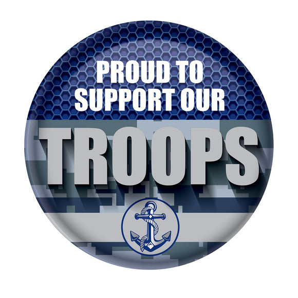 Beistle Proud To Support Our Troops Button - Party Supply Decoration for Patriotic