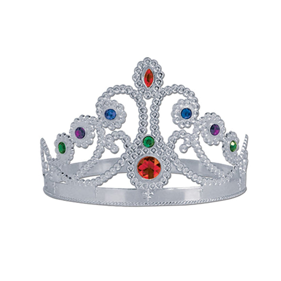 Beistle Silver Plastic Jeweled Queen's Tiara - Party Supply Decoration for Mardi Gras