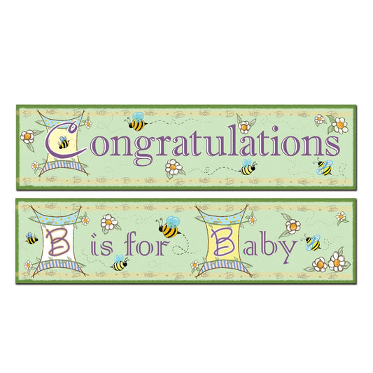 Beistle B Is For Baby Banners 15 in  x 5' (2/Pkg) Party Supply Decoration : Baby Shower