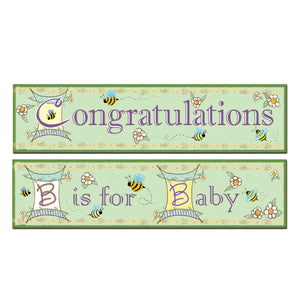 Beistle B Is For Baby Banners 15 in  x 5' (2/Pkg) Party Supply Decoration : Baby Shower