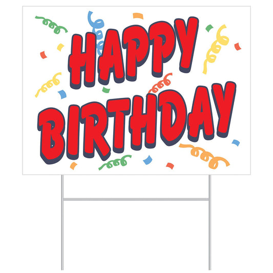 Beistle Plastic Happy Birthday Yard Sign 110.5 in  x 150.5 in  (1/Pkg) Party Supply Decoration : Birthday