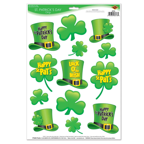Beistle St Patrick's Day Clings - Party Supply Decoration for St. Patricks