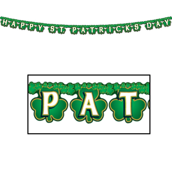 Beistle Shamrock Happy St. Patrick's Day Streamer 40.25 in  x 6' 9 in  (1/Pkg) Party Supply Decoration : St. Patricks