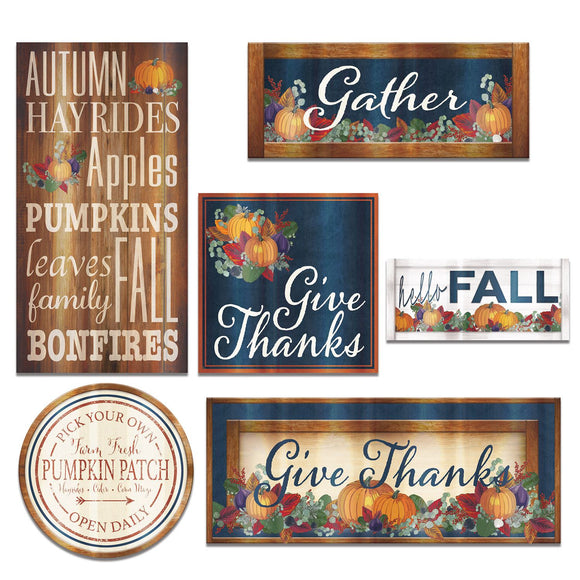 Beistle Foil Fall Thanksgiving Cutouts  (6/Pkg) Party Supply Decoration : Thanksgiving / Fall