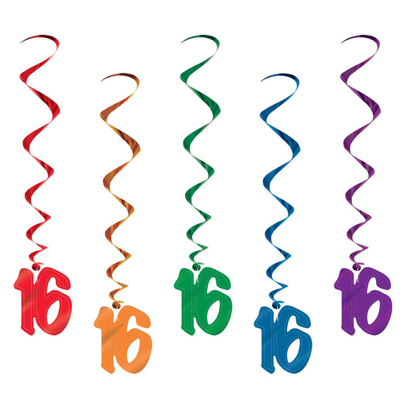 Beistle 16th Whirls (5/pkg) - Party Supply Decoration for Sweet 16