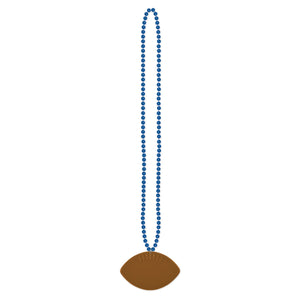 Beistle Beads w/Football Medallion - Blue - Party Supply Decoration for Football