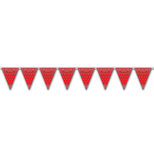 Beistle Western Red Bandana Pennant Banner, 12 ft 11 in  x 12' (1/Pkg) Party Supply Decoration : Western